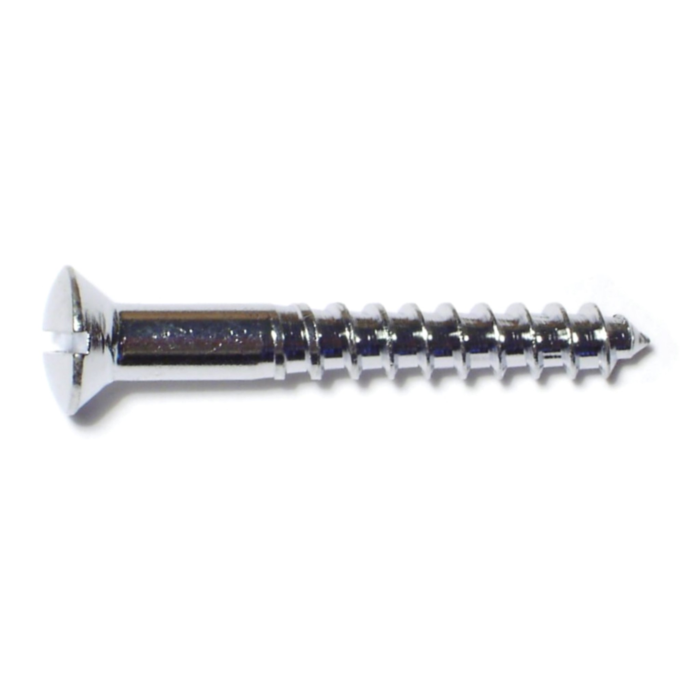 #10 x 1-1/2" Slotted Oval Head, Wood Screw, Chrome 
