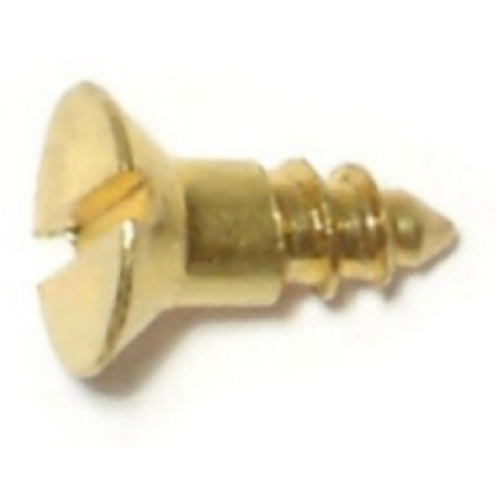 #6 x 3" Slotted Flat Head, Wood Screw, Brass 
