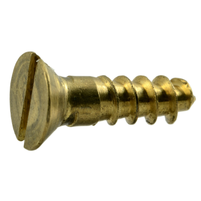 #6 x 1" Slotted Flat Head, Wood Screw, Brass 