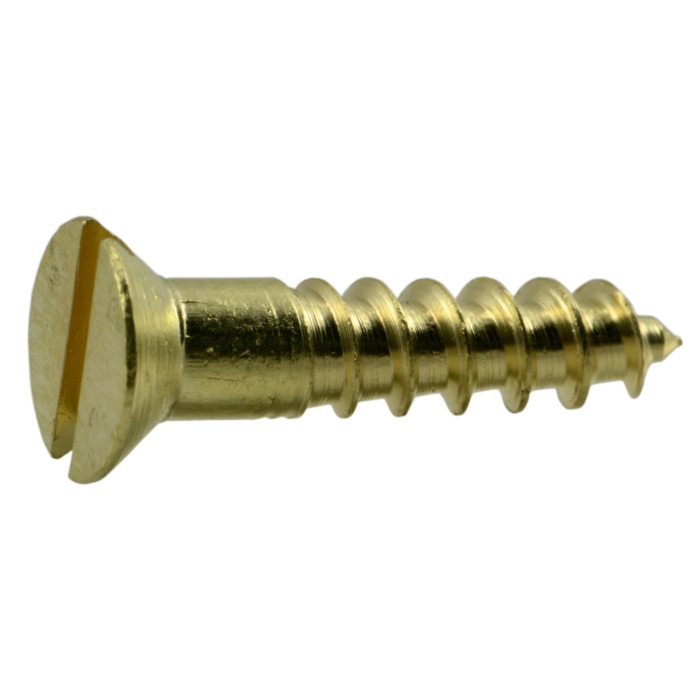 #6 x 5" Slotted Flat Head, Wood Screw, Brass 