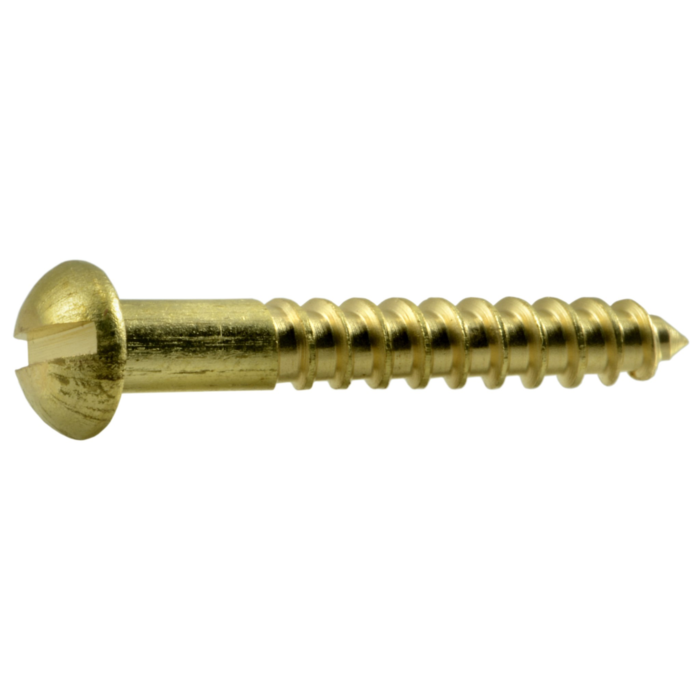 #6 x 1" Slotted Round Head, Wood Screw, Brass 