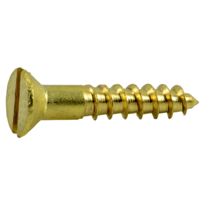#4 x 5/8" Slotted Flat Head, Wood Screw, Brass 