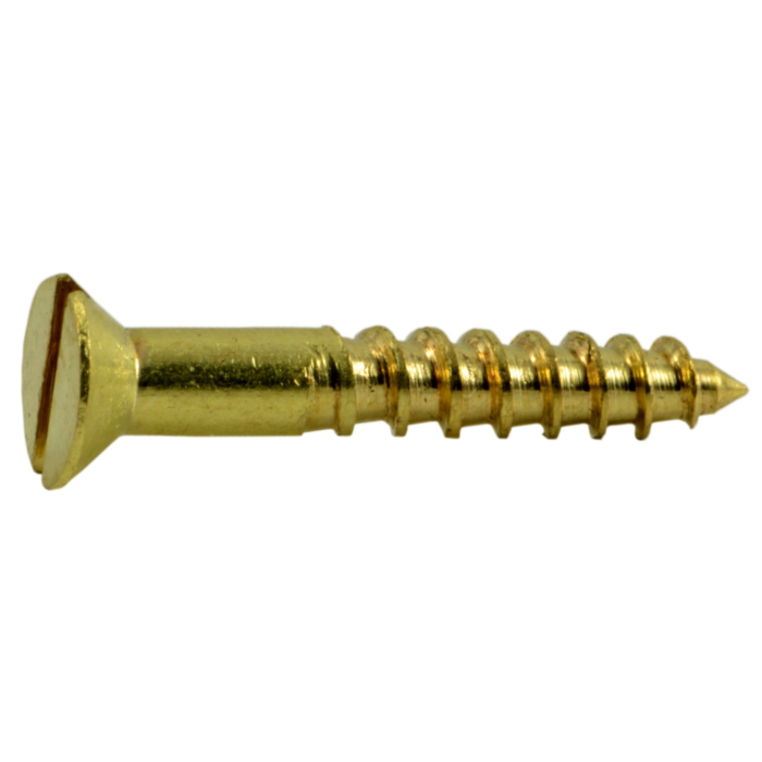 #4 x 3/4" Slotted Flat Head, Wood Screw, Brass 