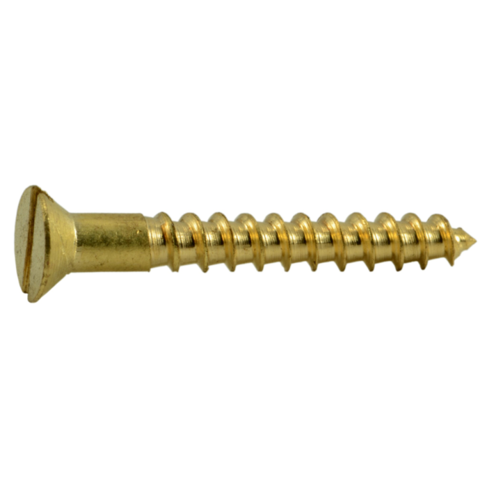 #4 x 7/8" Slotted Flat Head, Wood Screw, Brass 