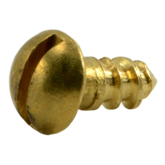 #4 x 1/4" Slotted Round Head, Wood Screw, Brass 