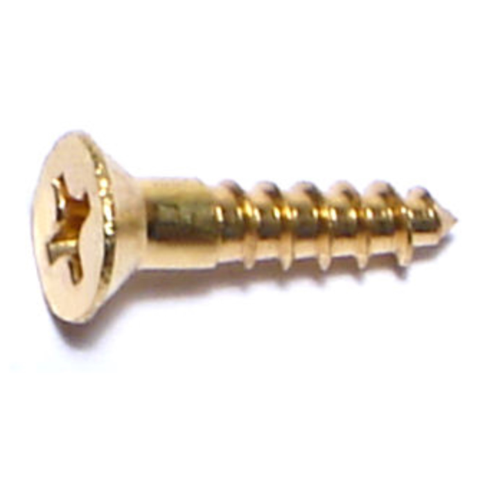 #6 x 5/8" Slotted Flat Head, Wood Screw, Brass 