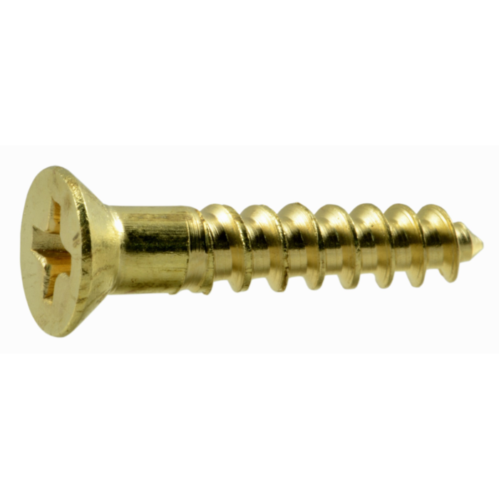 #6 x 3/4" Slotted Flat Head, Wood Screw, Brass 