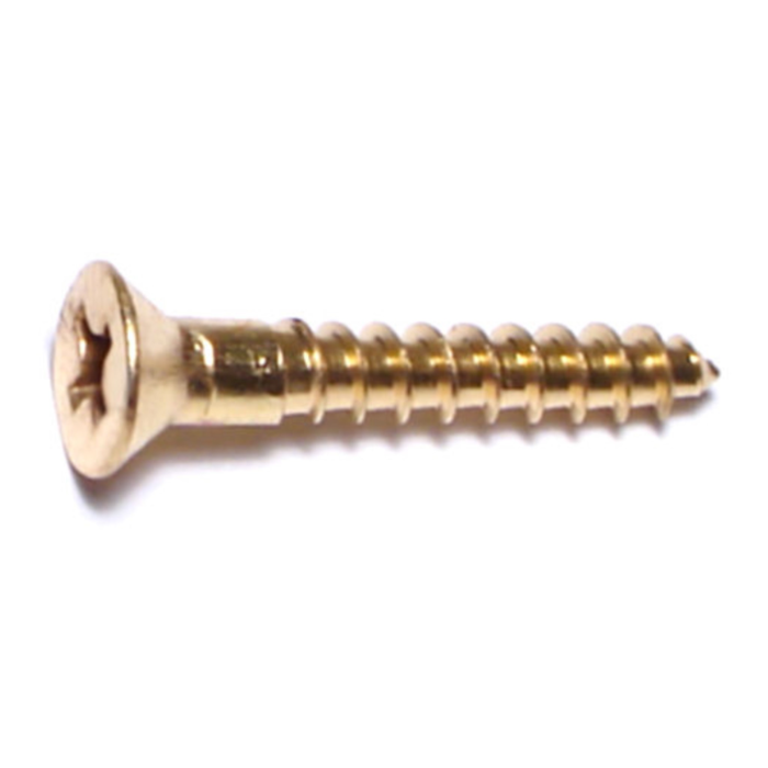 #6 x 7/8" Slotted Flat Head, Wood Screw, Brass 