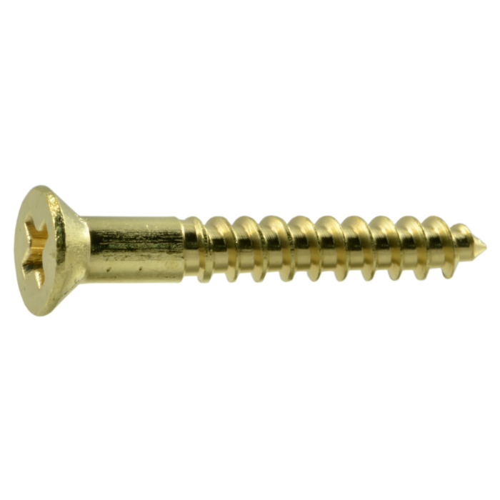 #6 x 1" Slotted Flat Head, Wood Screw, Brass 