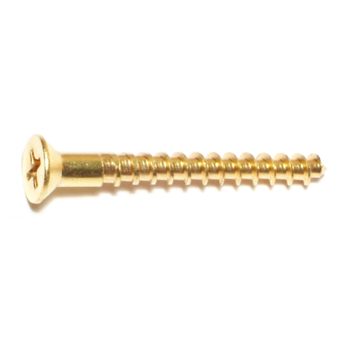 #8 x 1-1/2" Slotted Flat Head, Wood Screw, Brass 
