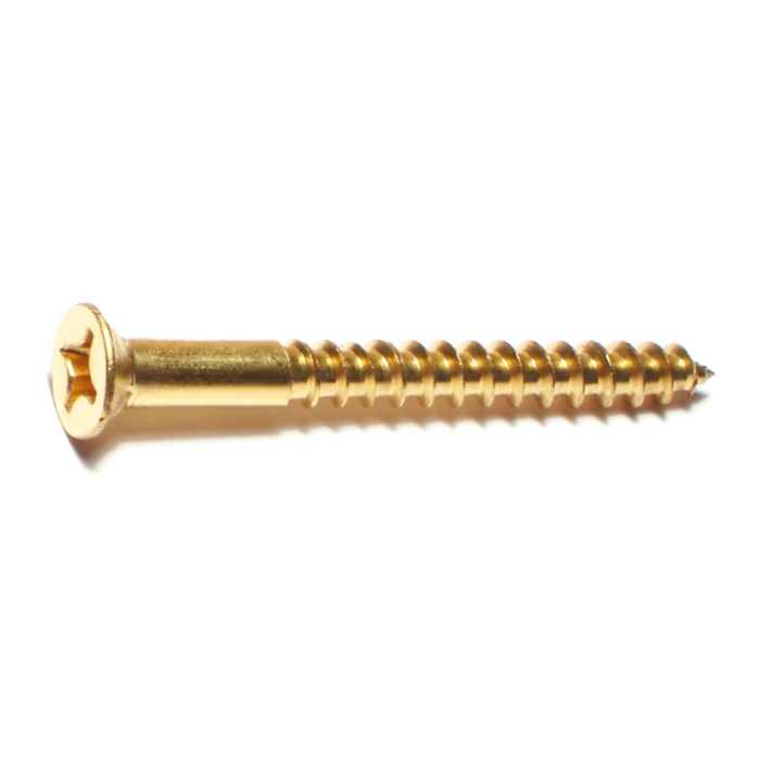 #10 x 2" Slotted Flat Head, Wood Screw, Brass 