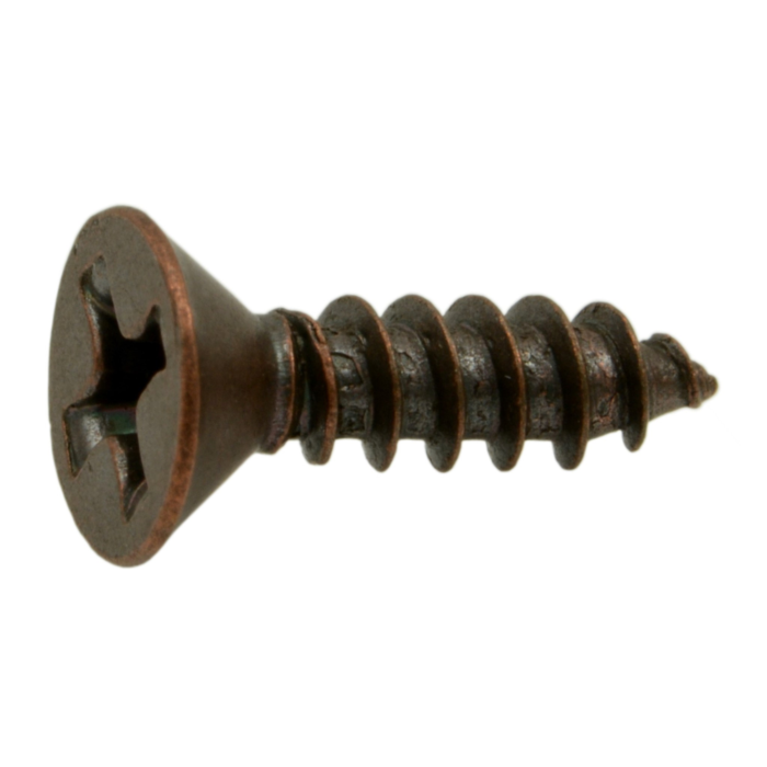 #6 x 1/2" Phillips Flat Head, Sheet Metal Screw, Zinc, Bronze 