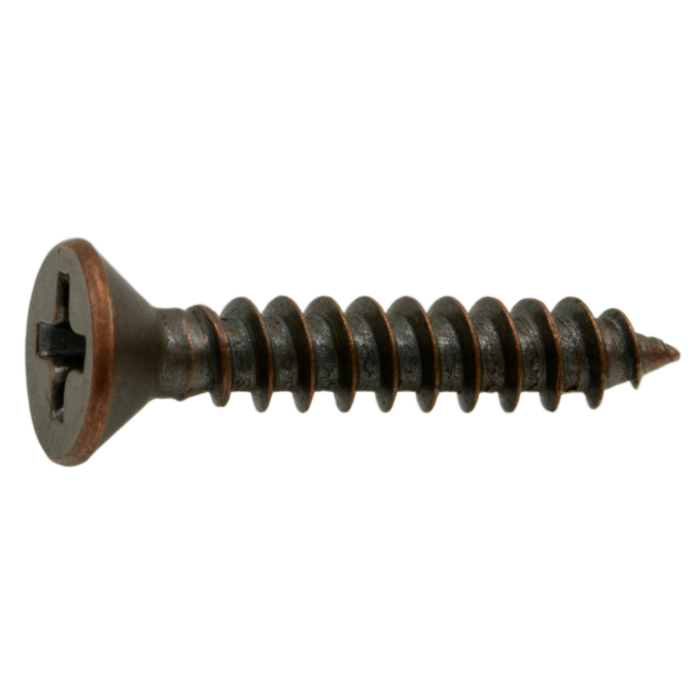 #6 x 3/4" Phillips Flat Head, Sheet Metal Screw, Zinc, Bronze 