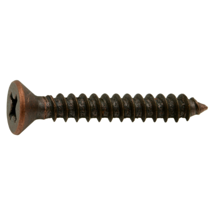 #6 x 1" Phillips Flat Head, Sheet Metal Screw, Zinc, Bronze 