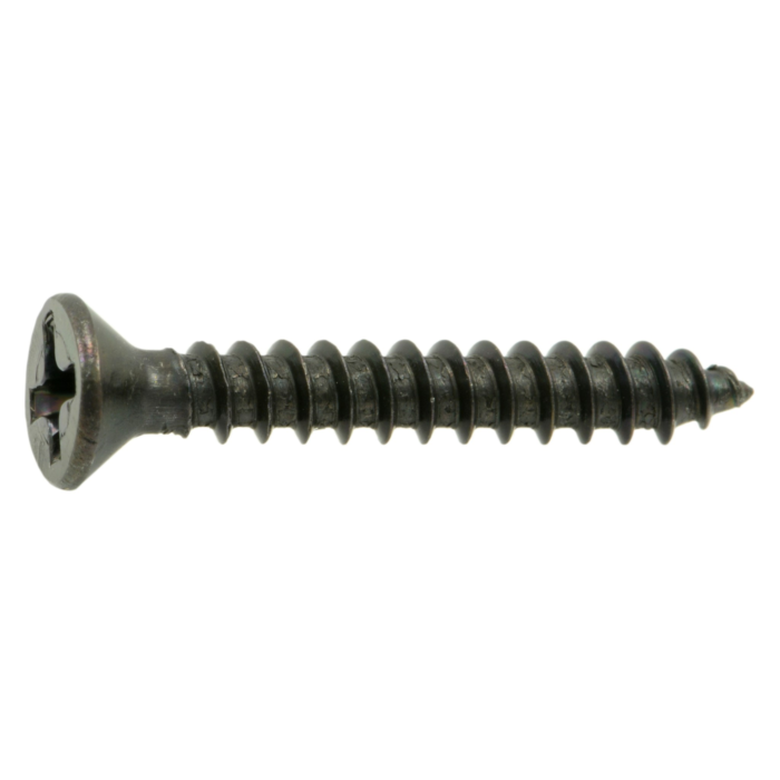 #6 x 1" Phillips Flat Head, Sheet Metal Screw, Zinc, Black 