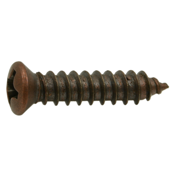 #8 x 3/4" Phillips Oval Head, Sheet Metal Screw, Zinc, Bronze 