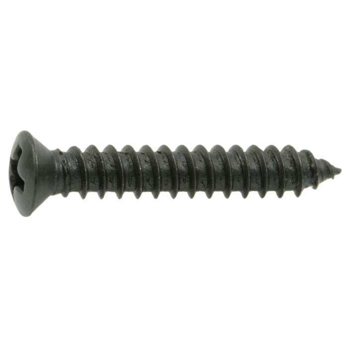 #8 x 1" Phillips Oval Head, Sheet Metal Screw, Zinc, Black 