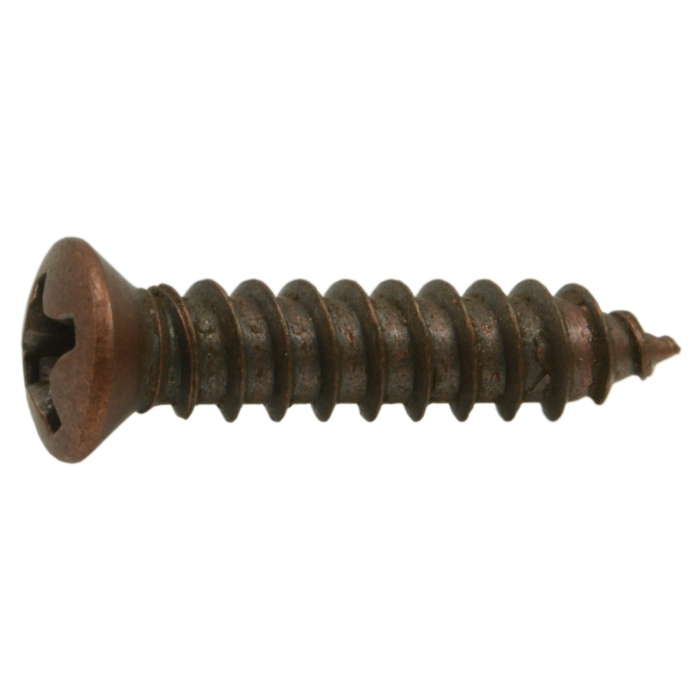 #8 x 3/4" Phillips Oval Head, Sheet Metal Screw, Zinc, Copper 