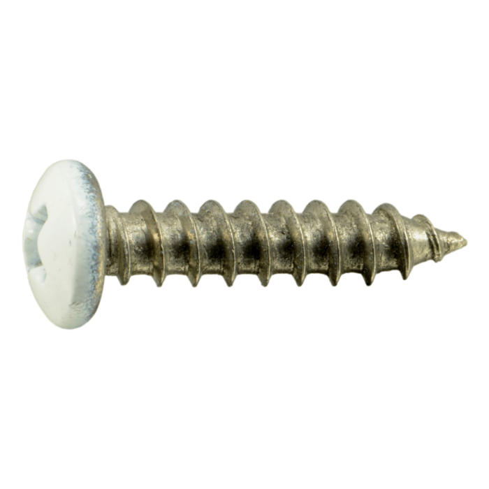 #8 x 3/4" Phillips Pan Head, Sheet Metal Screw, Stainless Steel, White 