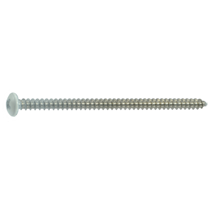 #8 x 3" Phillips Pan Head, Sheet Metal Screw, Stainless Steel, White 