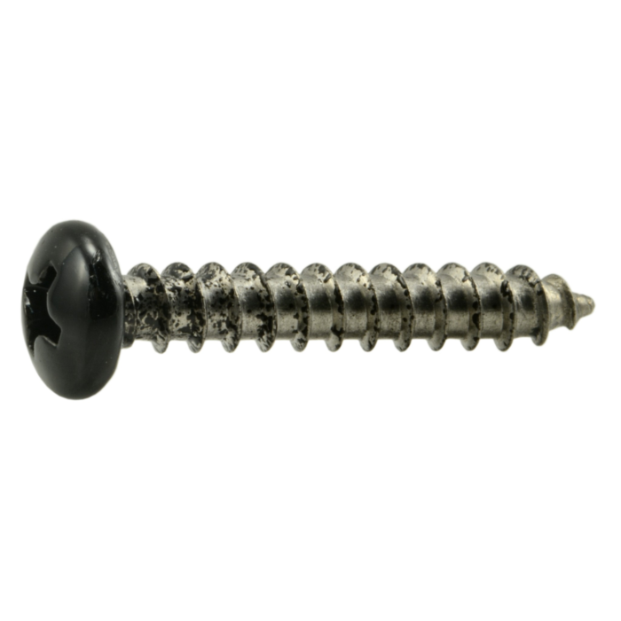 #8 x 1" Phillips Pan Head, Sheet Metal Screw, Stainless Steel, Black 