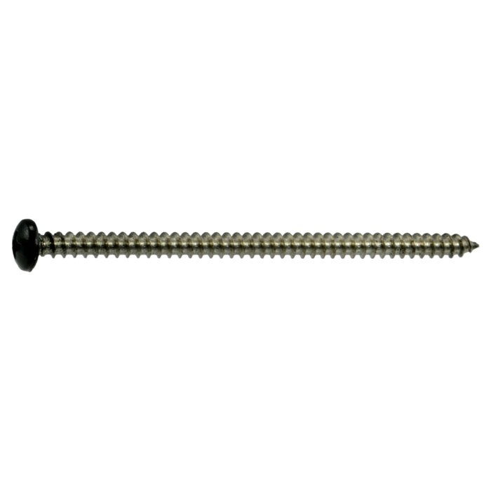 #8 x 3" Phillips Pan Head, Sheet Metal Screw, Stainless Steel, Black 