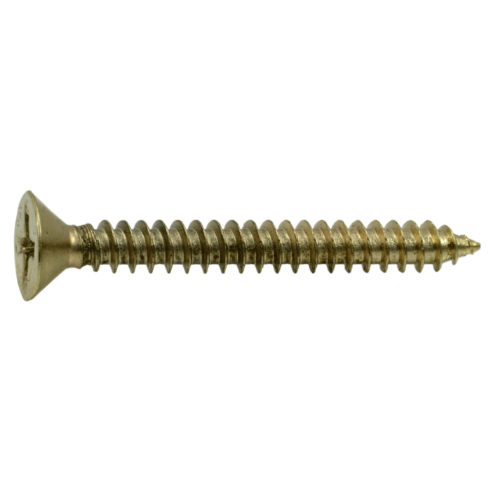 #9 x 1-1/2" Phillips Flat Head, Machine Screw, Brass 