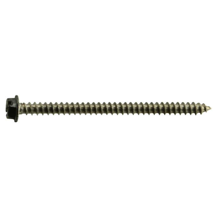 #8 x 2-1/2" Slotted Hex Head, Sheet Metal Screw, Stainless Steel, Black 
