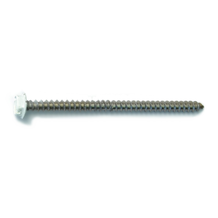 #10 x 3" Slotted Hex Head, Sheet Metal Screw, Stainless Steel, White 