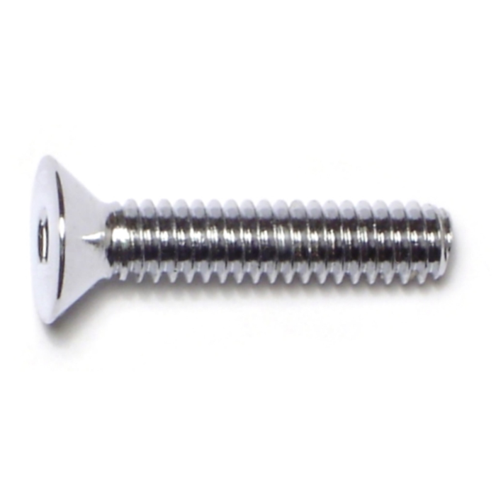1/4"-20 x 1-1/4" Flat Socket Head Cap Screw, Coarse Thread, Chrome 