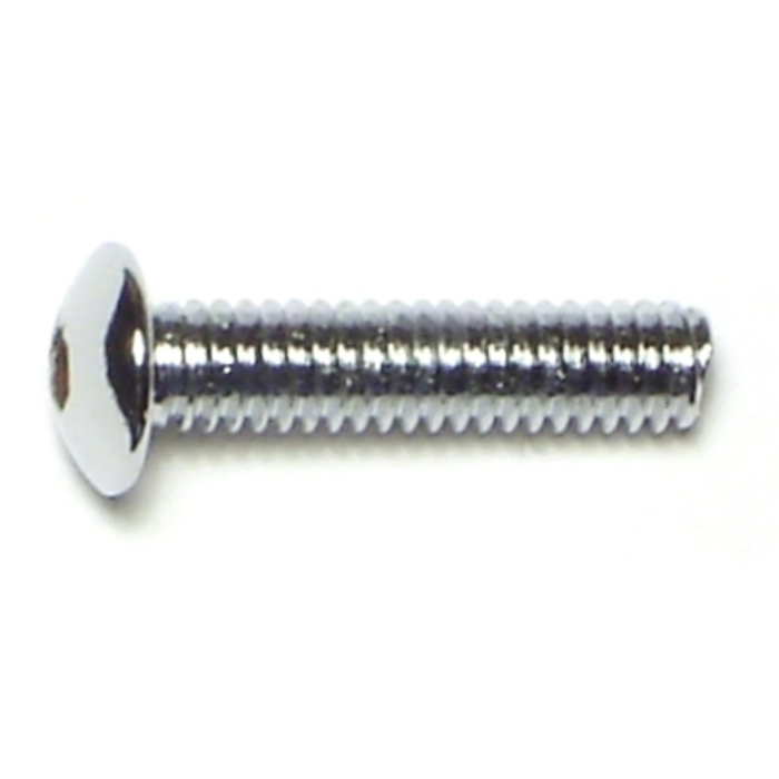 8-32 x 3/4" Button Head Cap Screw, Coarse Thread, Chrome