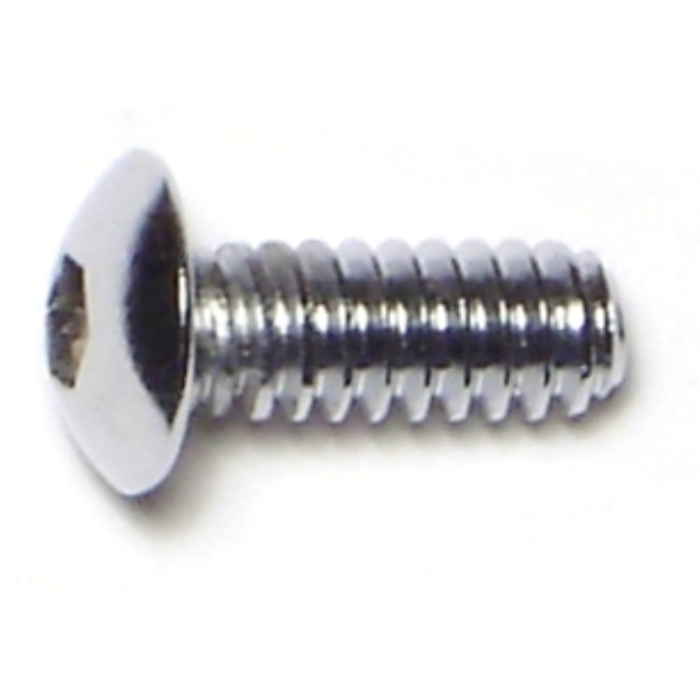 10-24 x 1/2" Button Head Cap Screw, Coarse Thread, Chrome