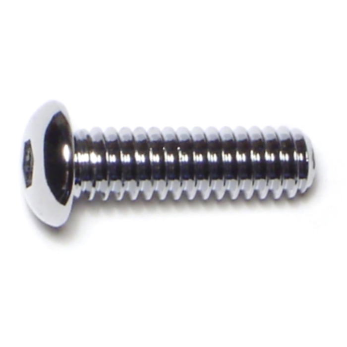 1/4"-20 x 7/8" Button Head Cap Screw, Coarse Thread, Chrome