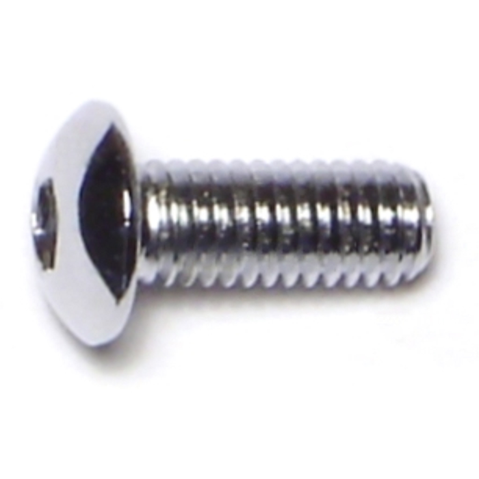 10-32 x 1/2" Button Head Cap Screw, Fine Thread, Chrome