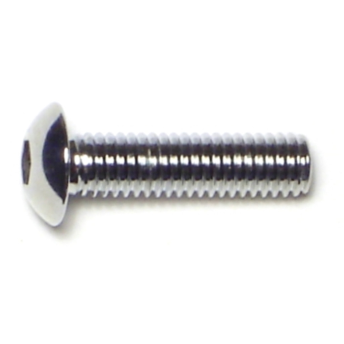 10-32 x 3/4" Button Head Cap Screw, Fine Thread, Chrome