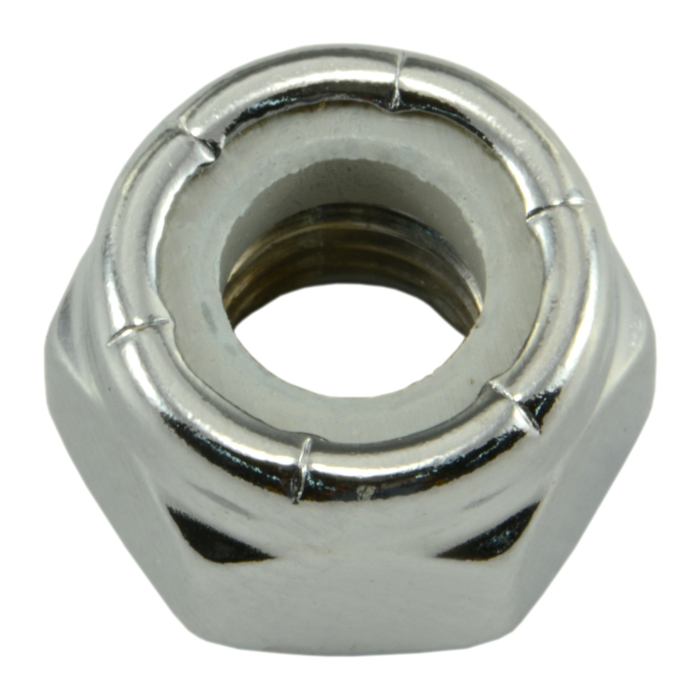 1/4"-28 Nylon Lock Nut Fine Thread, Chrome   