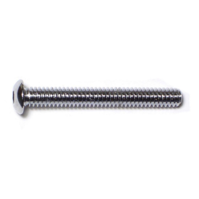 1/4"-20 x 2" Button Head Cap Screw, Coarse Thread, Chrome