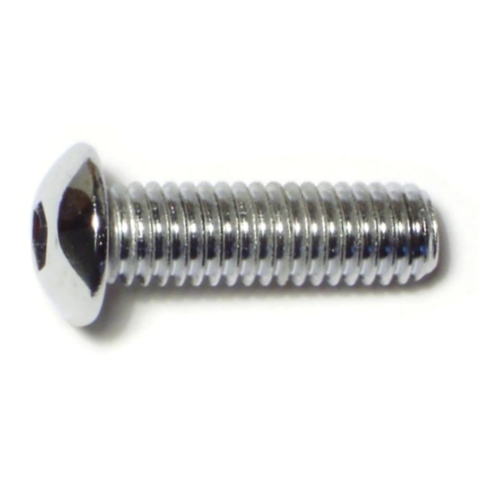 3/8"-16 x 1-1/4" Button Head Cap Screw, Coarse Thread, Chrome