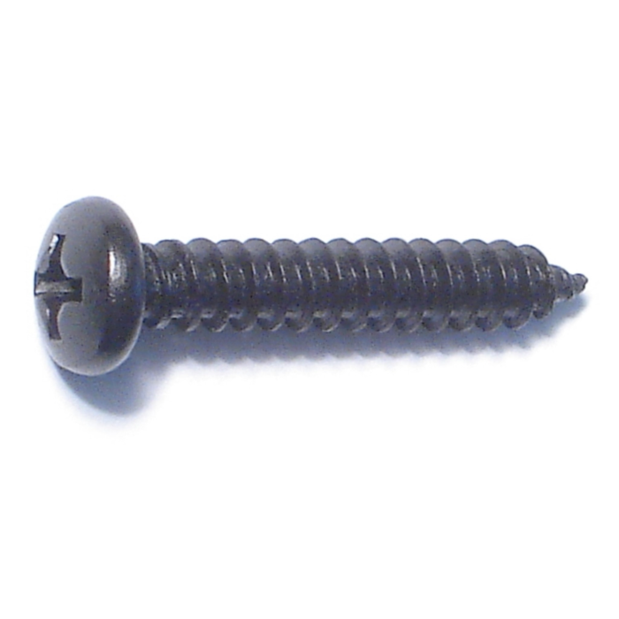 #8 x 1" Phillips Pan Head, Sheet Metal Screw, Zinc, Black 