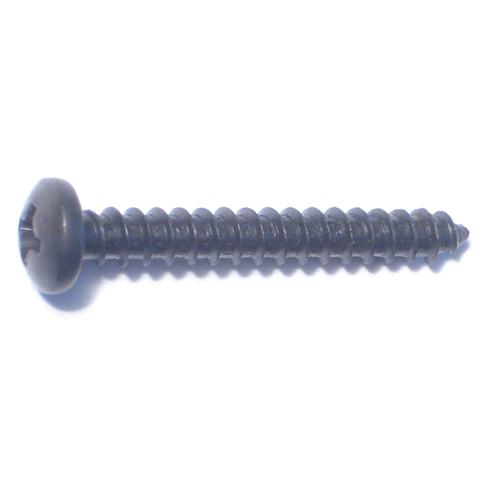 #8 x 1-1/4" Phillips Pan Head, Sheet Metal Screw, Zinc, Black 