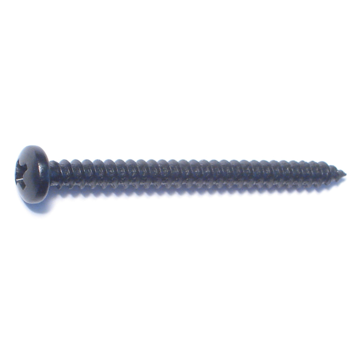 #8 x 2" Phillips Pan Head, Sheet Metal Screw, Zinc, Black 