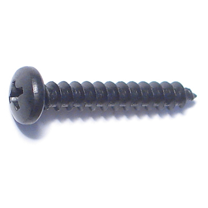 #10 x 1-1/4" Phillips Pan Head, Sheet Metal Screw, Zinc, Black 