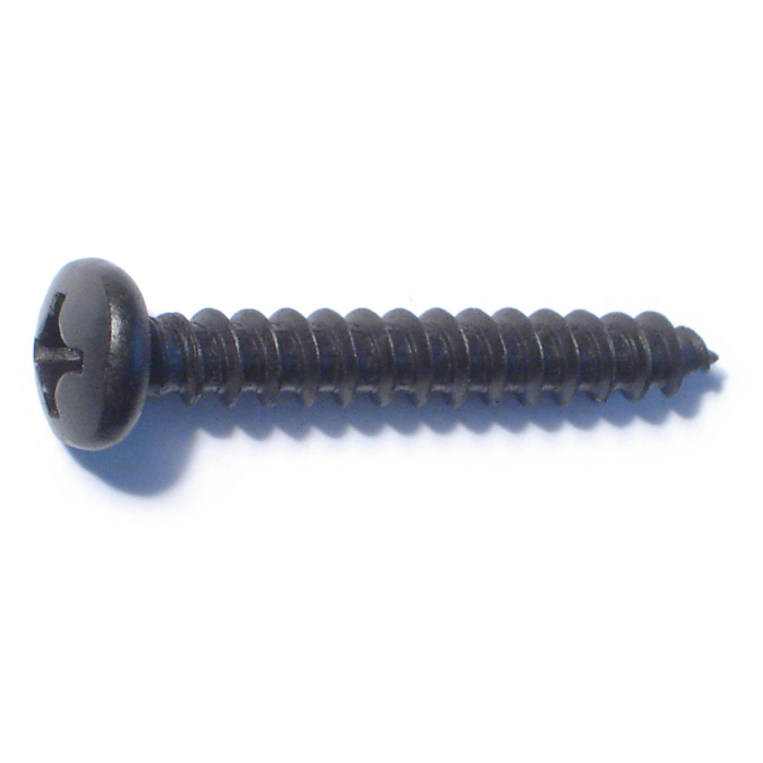 #12 x 1-1/2" Phillips Pan Head, Sheet Metal Screw, Zinc, Black 