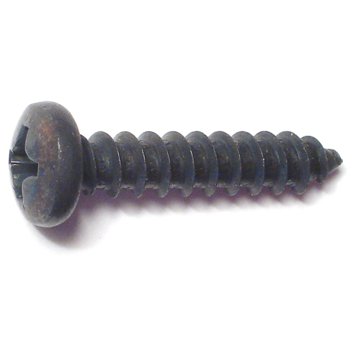 #14 x 1-1/4" Phillips Pan Head, Sheet Metal Screw, Zinc, Black 