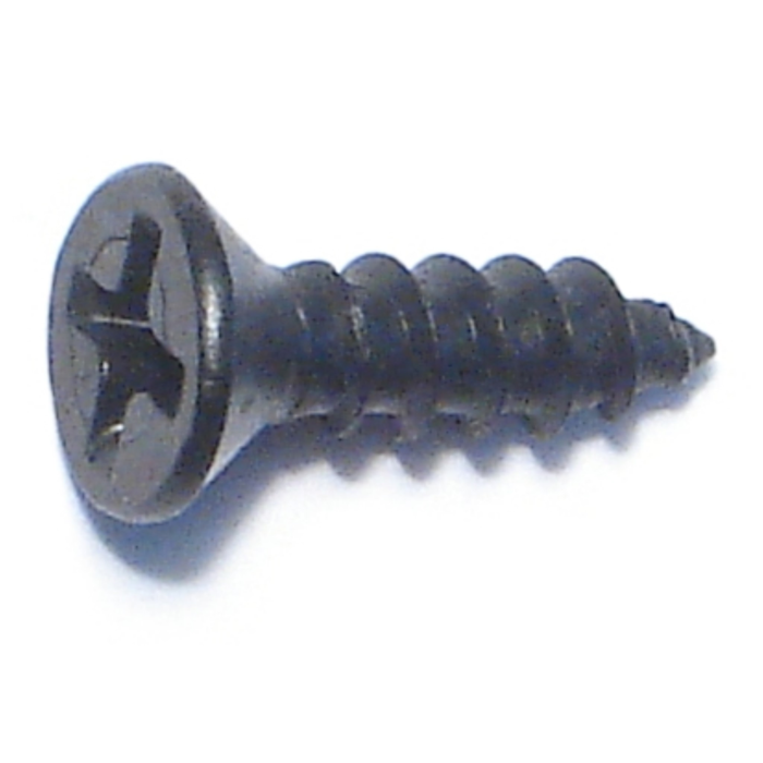 #6 x 1/2" Phillips Flat Head, Sheet Metal Screw, Zinc, Black 