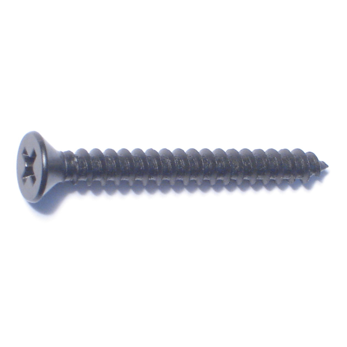 #8 x 1-1/2" Phillips Flat Head, Sheet Metal Screw, Zinc, Black 