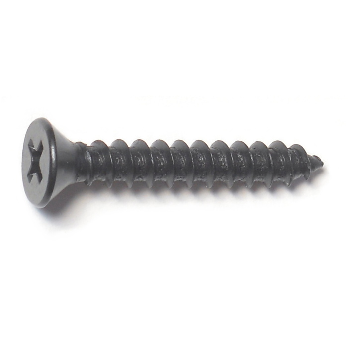 #10 x 1-1/4" Phillips Flat Head, Sheet Metal Screw, Zinc, Black 