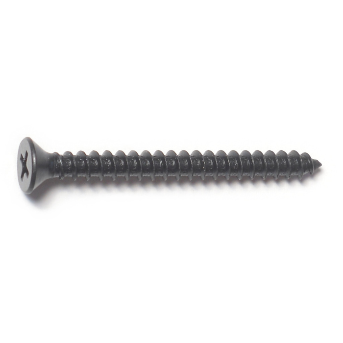 #10 x 2" Phillips Flat Head, Sheet Metal Screw, Zinc, Black 
