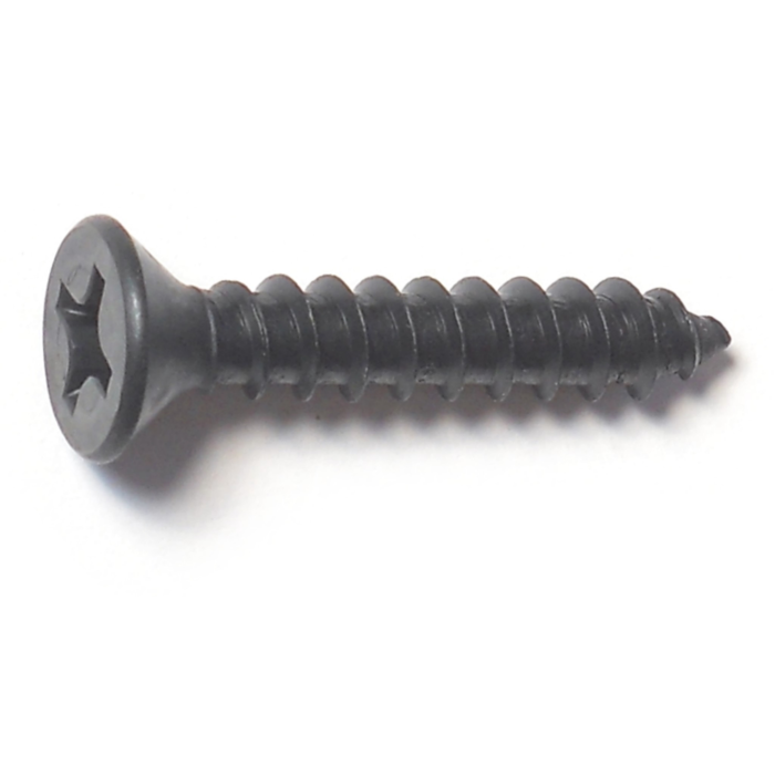 #12 x 1-1/4" Phillips Flat Head, Sheet Metal Screw, Zinc, Black 
