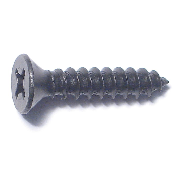 #12 x 1-1/2" Phillips Flat Head, Sheet Metal Screw, Zinc, Black 